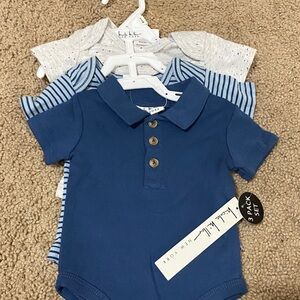 Nicole Miller Blue and Striped Bodysuit Trio